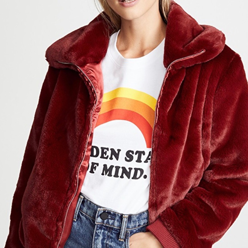 Generation Love Heidi Faux Fur Bomber Burgundy